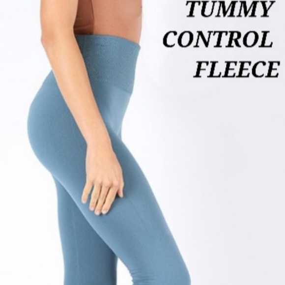 Zenana Outfitters High Waist Tummy Control Fleece Lined Leggings Titanium - Picture 1 of 4